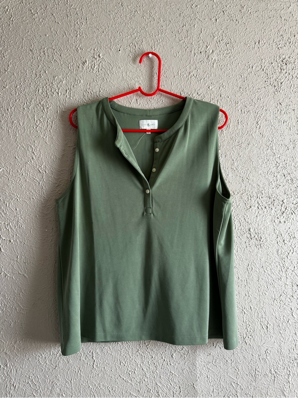 LOFT Olive Green Sleeveless Henley Shell
